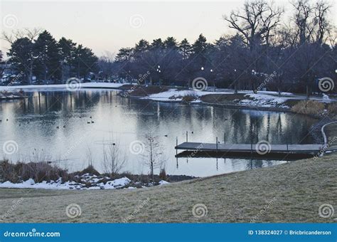 The Liberty Park Lake and Dock Stock Image - Image of light, dawn ...