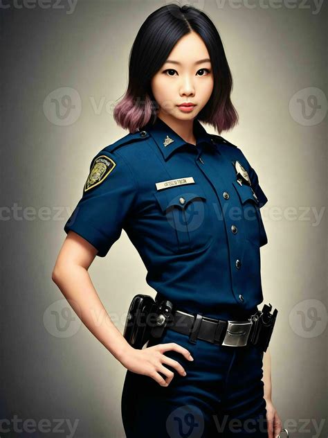 portrait of beautiful asian woman wearing police outfit, 23997290 Stock Photo at Vecteezy