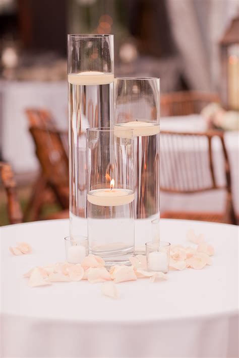 Floating Candle Centerpiece With Rose Petals