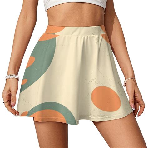 Abstract Orange Circles Skirt Womens Mini Skirts High-waisted Casual ...