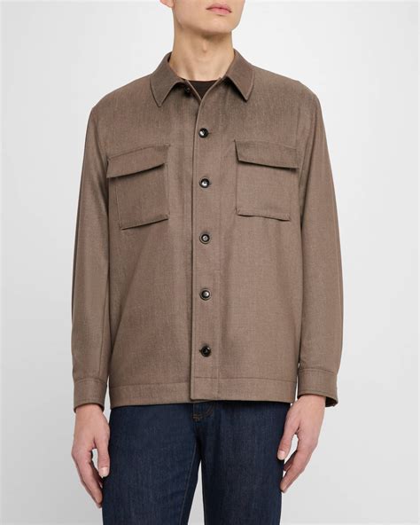 BOSS Camel Men's Corvin Wool Shirt Jacket | Neiman Marcus