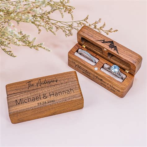 Personalized Wedding Ring Box Wide Wood Double Ring Box Ring - Etsy ...