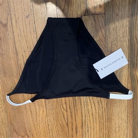 Solid & Striped Women's Black and White Bikini-and-tankini-bottoms | Depop
