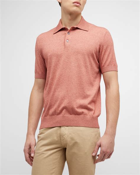 ZEGNA Men's Cashmere-Silk Polo Shirt | Neiman Marcus