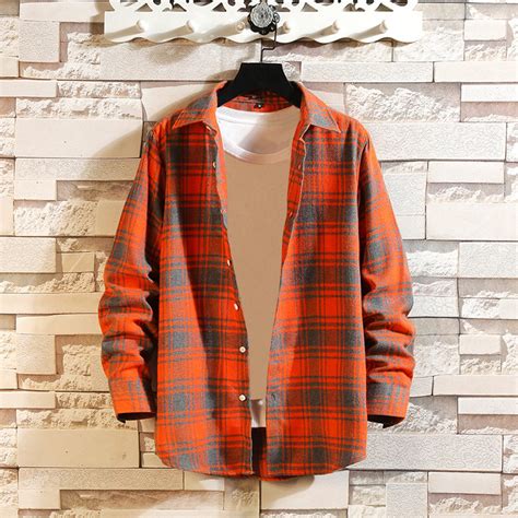 ZRGHAOYLQ Mens Plaid Jacket Big and Tall Lightweight Shacket Long ...