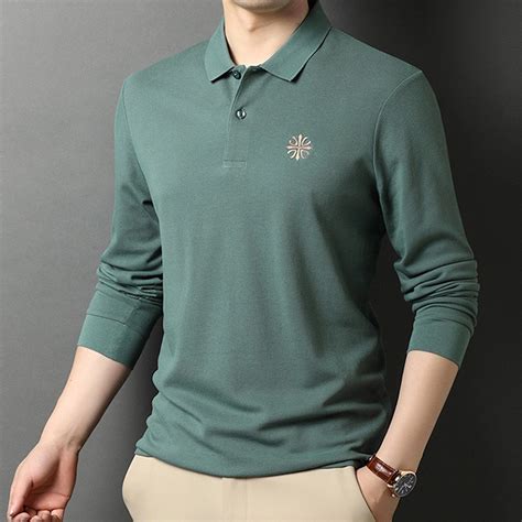 Minimalist Logo Long Sleeve Golf Polo // Green (M) - Amedeo Exclusive ...