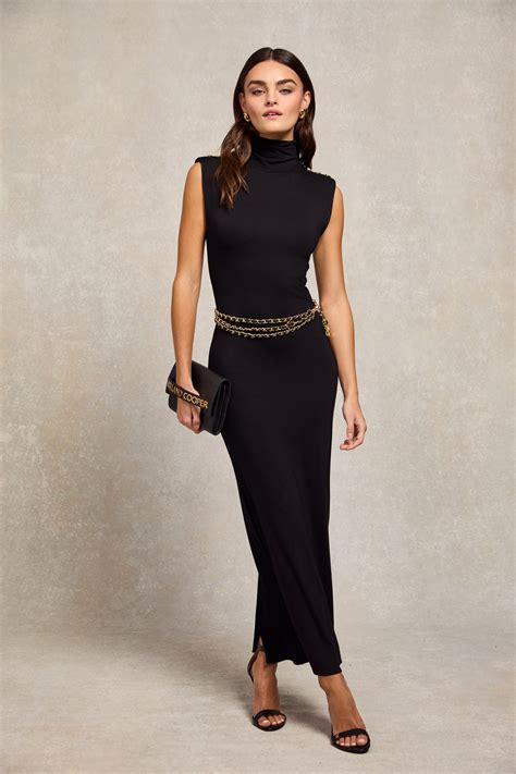 Harper High Neck Maxi Dress (Black) - Holland Cooper