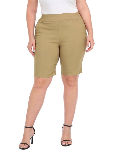 HDE Plus Size Bermuda Shorts Mid Rise 10" Inseam Pull On Shorts with ...