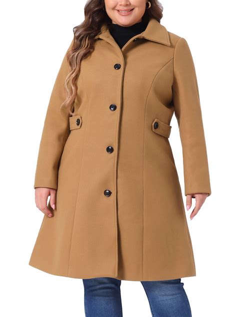 GRACE & GRANDEUR Women's Plus Size Winter Coats Single Breasted Jackets ...