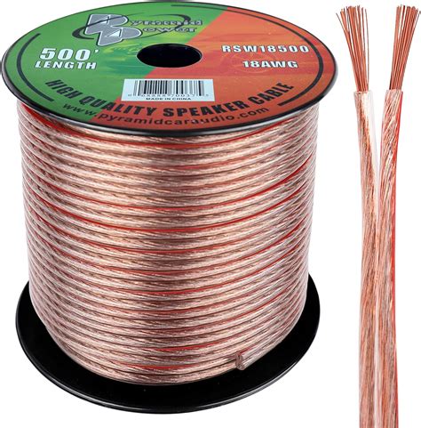 Amazon.com: Pyramid 500ft 18 Gauge Speaker Wire - Copper Cable in Spool ...