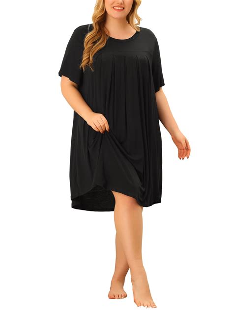 Agnes Orinda Womens Plus Size Nightgown Sleepwear Short Sleeve Sleep ...