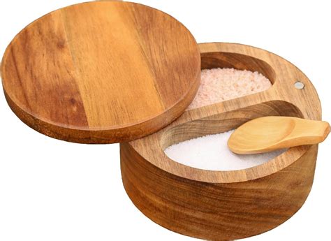 Amazon.com: Wooden Salt Box Divided with Magnetic Swivel - 2 ...