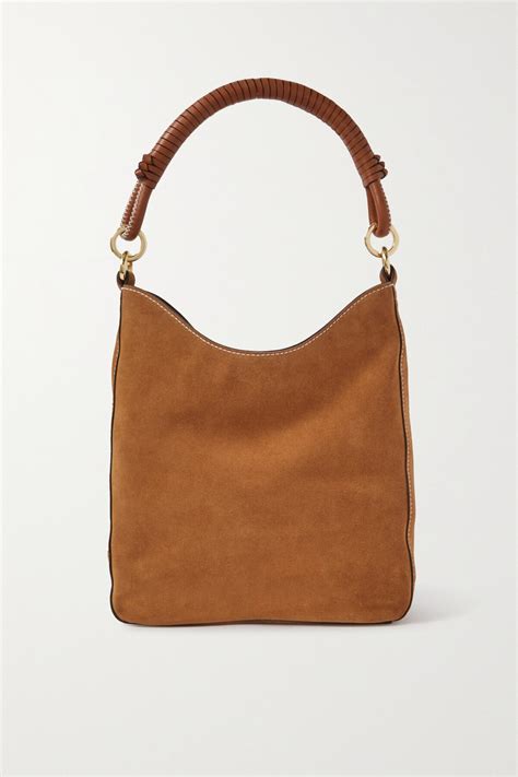 Staud Mel Leather Trimmed Suede Shoulder Bag | Editorialist