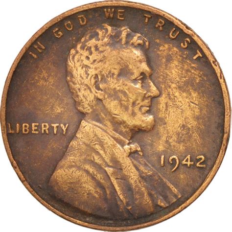 One Cent 1942 Wheat Penny, Coin from United States - Online Coin Club