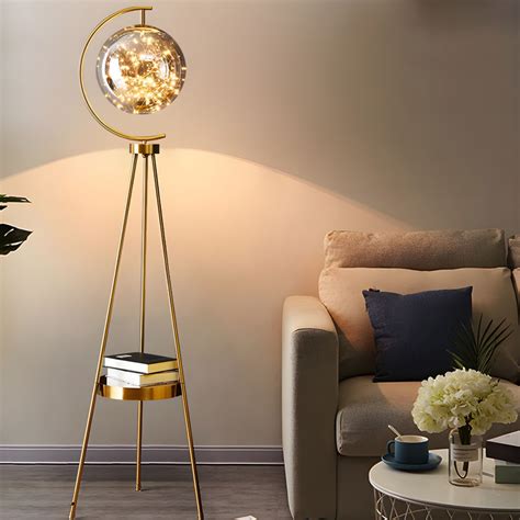 Modern Simple Iron Floor Lamp Tripod Glass Shade Floor Light for Living ...