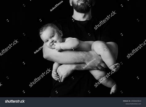 Black White Photo Father Holding Kissing Stock Photo 2550423613 ...