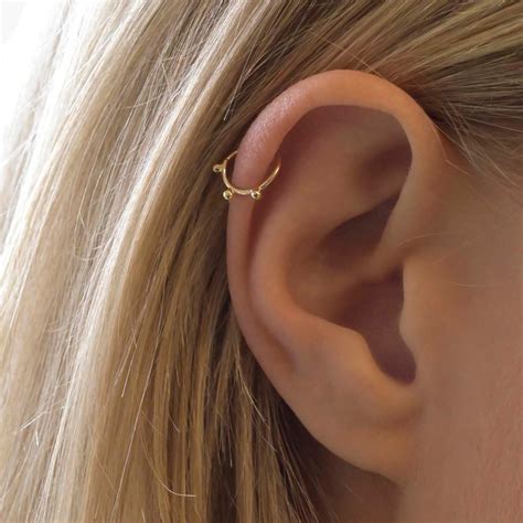 18ct Gold Triple Dot Cartilage Helix Hoop Earrings | Helix earrings ...