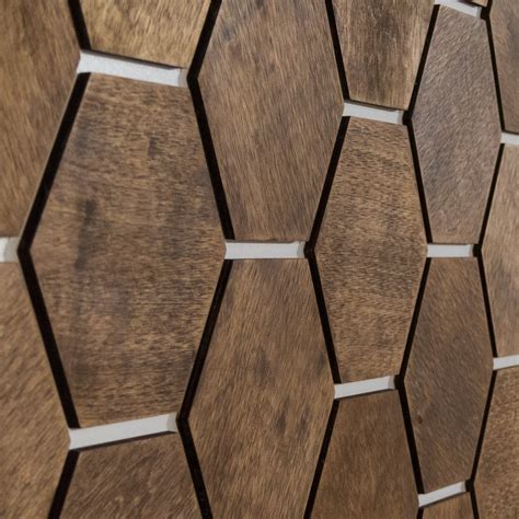 Hexagonal Wooden Wall Panels [32pcs] Birch Dark | Wooden wall panels ...