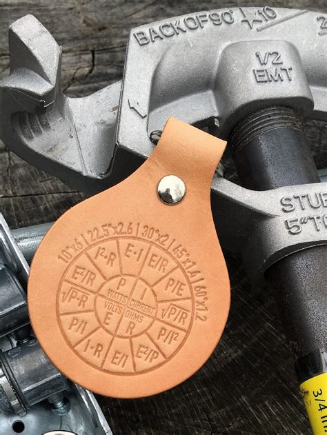 Ohms Law & Conduit Offset Multiplier Chart Electrician Gift Leather Key ...