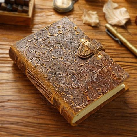 Acidea Leather Journal Notebook, 200 Sheets(400Pages) Embossed Antique ...