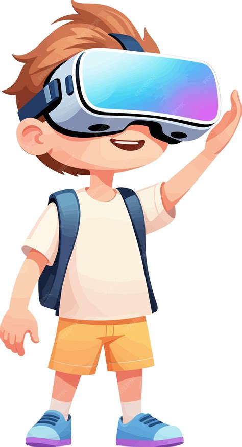 Premium Vector | Boy wearing virtual reality vr headset cartoon ...
