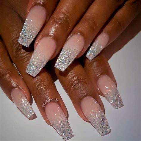 White And Glitter French Tip Nails at Keith Criswell blog