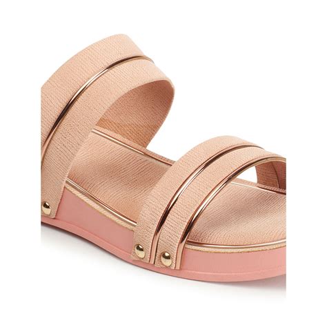 Buy Iconics Womens Sqauare Toe Slip On Pink Color Sandals Online
