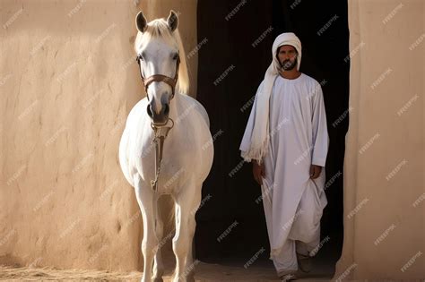 Premium AI Image | Traditional Arab Attire White Kandoor Ensemble with ...