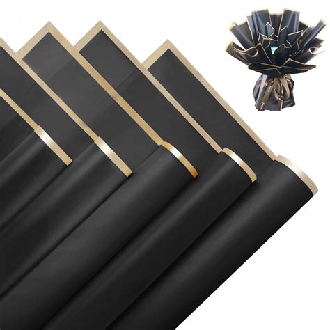 Amazon.com: Alijoy 20 Sheets Black Flower Wrapping Paper, Black Floral ...