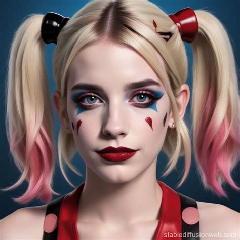 Emma Roberts as Harley Quinn Makeup | Stable Diffusion Online