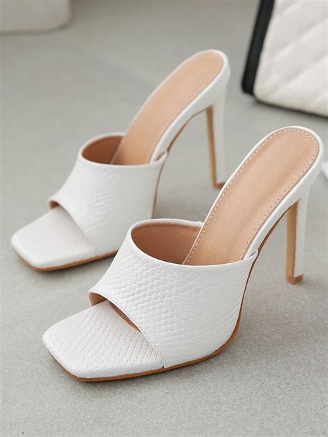 Snakeskin Stiletto Heeled Mules | Fashion shoes heels, Summer sandals ...