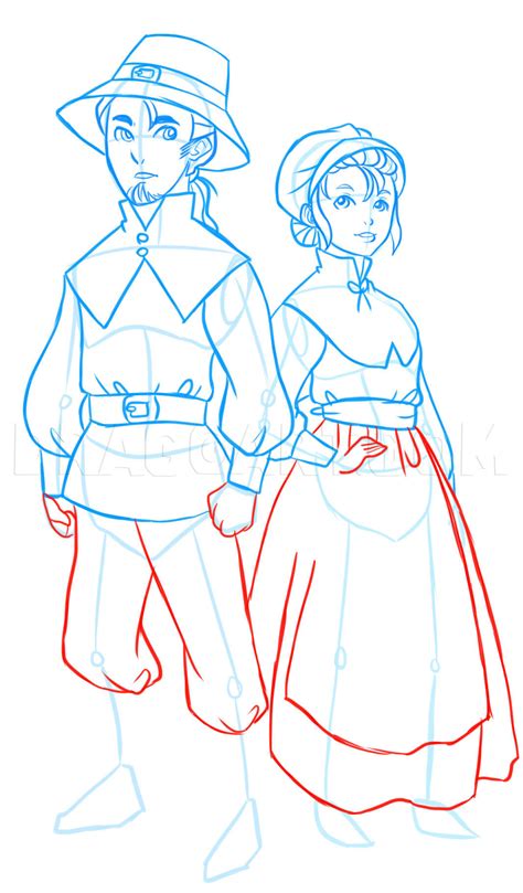 How To Draw Pilgrims, Thanksgiving Pilgrims, Drawing, Step by Step, by ...