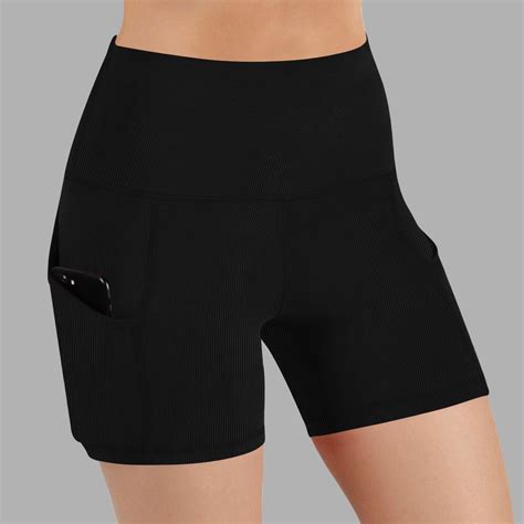 NTACZA Black Womens Shorts Plus Size Ribbed Stretchy High Waist Solid ...