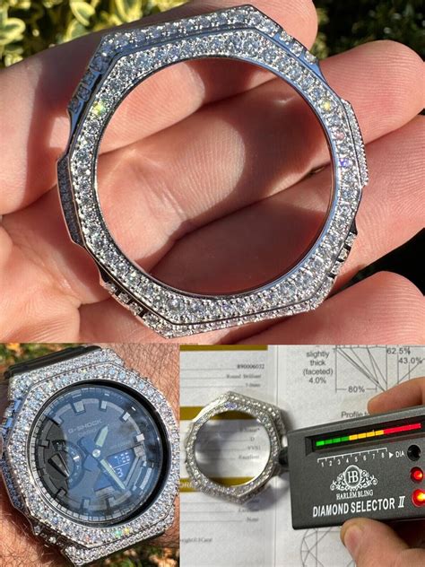 MOISSANITE Real 925 Silver Iced BEZEL Kit To Ice Out Casio G Shock GA ...