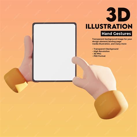 Premium PSD | Free psd cute hand 3d holding ipad mockup