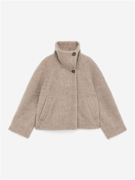 Funnel-Neck Wool-Alpaca Blend Jacket - Mole - ARKET GB