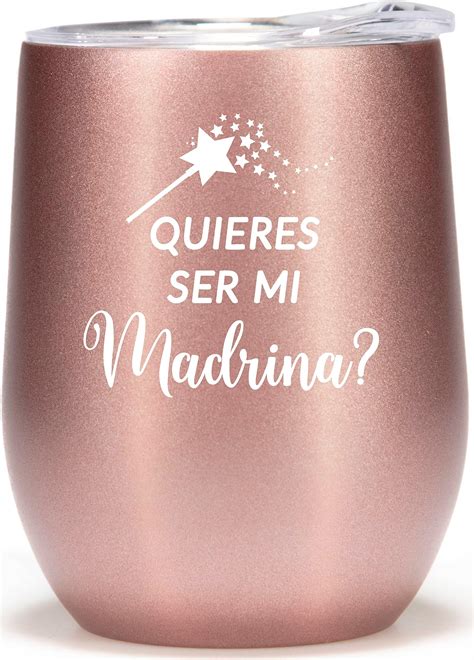Amazon.com | VIOLET & GALE Quieres Ser Mi Madrina - 12oz tumbler cup wine glass- Lovely Madrina ...