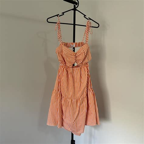 Striped orange and white summer dress. Very... - Depop