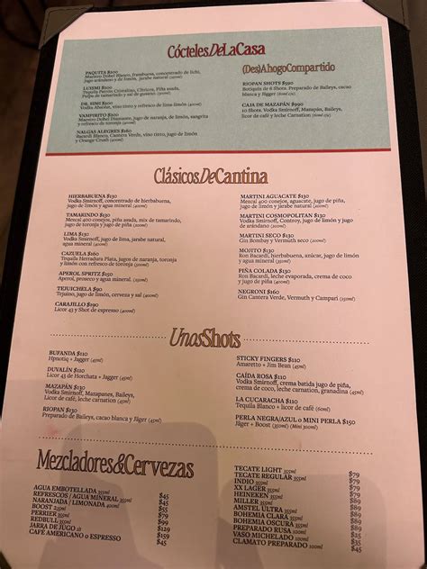Menu at Sala de Despecho pub & bar, Guadalajara