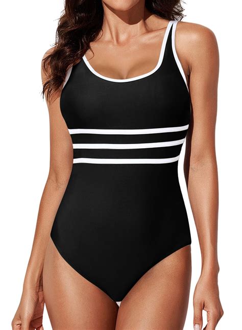 SHEWIN One-Piece Swimsuits for Women Modest Swimwear 1 Piece Sports ...