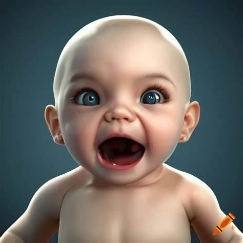 3d baby face open mouth