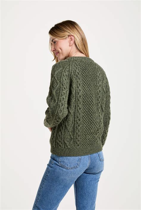 Breaffy Ladies Aran Cardigan - Green