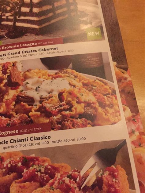 Menu at Olive Garden Italian Restaurant, Folsom