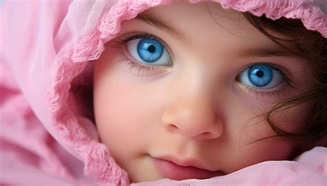 AI generated Cute baby girl with blue eyes smiling generated by AI ...