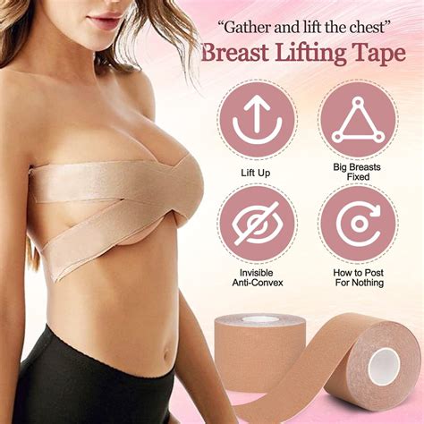 Skin Color Boob Tape 5m x 5cm (2 Pack) - Professional Grade Kinesiology ...