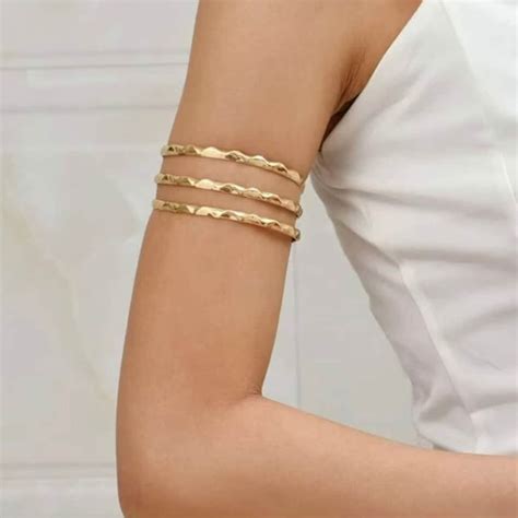 Minimalist Arm Cuff Gold Bangle Gold Upper Arm Bracelet - Etsy