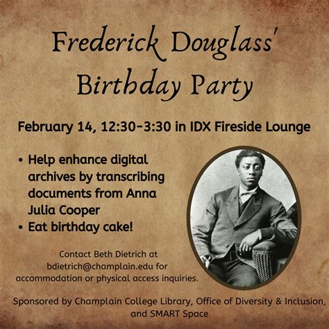 Come Celebrate at Frederick Douglass' Birthday Party! - Champlain ...