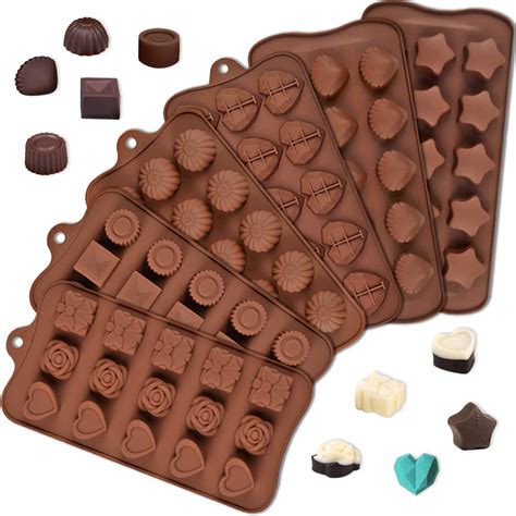 Amazon.com: 6 Pack Candy Molds Silicone Chocolate Molds No-Stick for ...