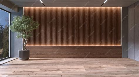 Premium Photo | Modern bedroom interior with slat wood wall panels 3d ...