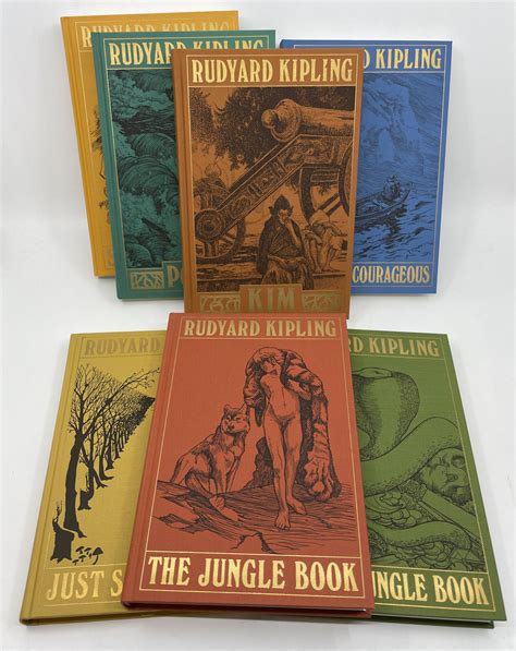 Lot - 7pc Folio Society Rudyard Kipling Books Box Set